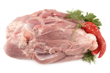 turkey meat on a white background
