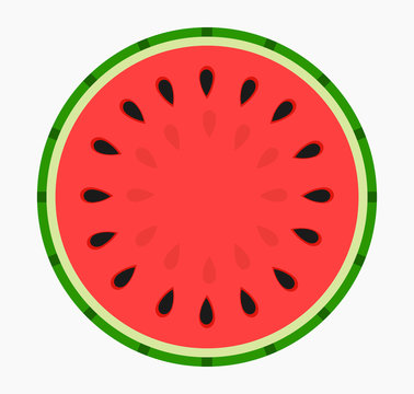 Watermelon Round Slice Fruit Icon.