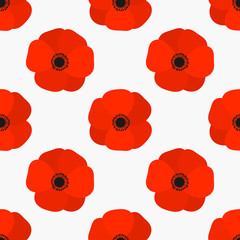 Red poppies seamless pattern.