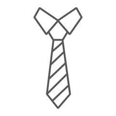 Necktie thin line icon, clothes and formal, tie sign, vector graphics, a linear pattern on a white background.