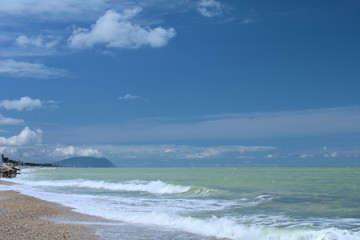 beach and sea,Italy,monte Conero,landscape,horizon,sky,cloud,waves, nature,water,