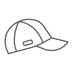 Cap thin line icon, clothes and accessory, sport hat sign, vector graphics, a linear pattern on a white background.