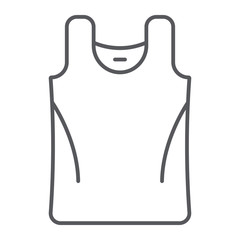 Singlet thin line icon, clothes and casual, shirt sign, vector graphics, a linear pattern on a white background.