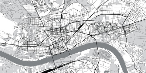 Urban vector city map of Torun, Poland