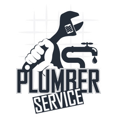Plumber wrench in hand repair and service