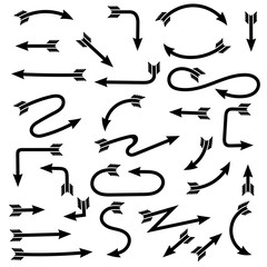 Black hand drawn arrows. Set of doodles