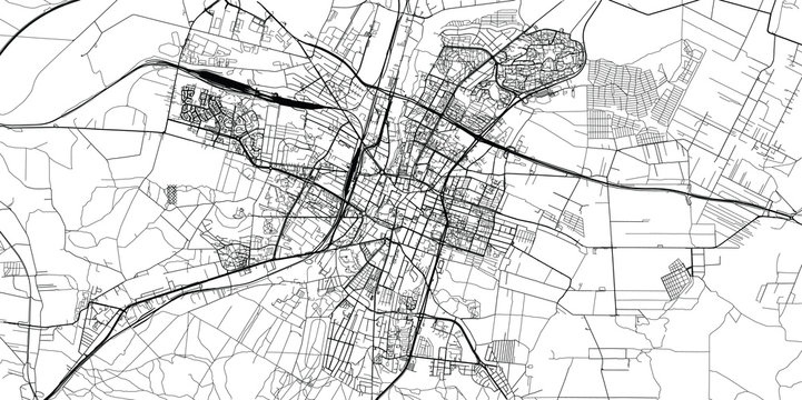 Urban vector city map of Kielce, Poland