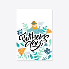 Greeting card template for Happy fathers day with typography design.