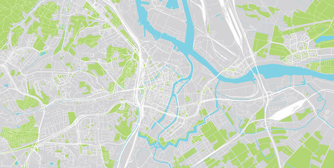 Urban vector city map of Gdansk, Poland