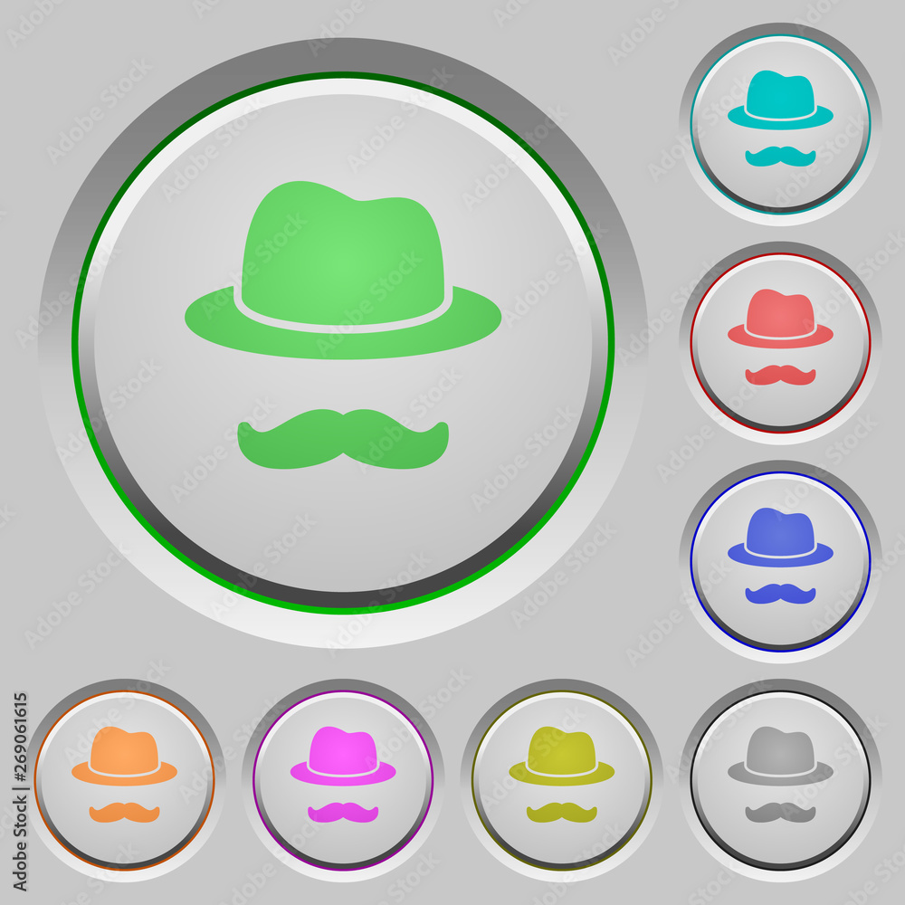 Poster incognito with mustache push buttons