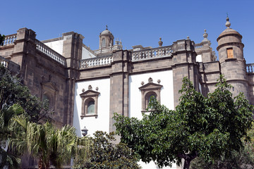 Fototapeta na wymiar Las Palmas de Gran Canaria old town - Southeast corner of Santa Ana Cathedral, Canary Islands, Spain