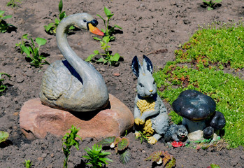 beautiful and fun toys stand on the ground and grass for fun