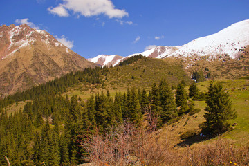 Mountain landscapes of Kyrgyzstan. Spring in the mountains.