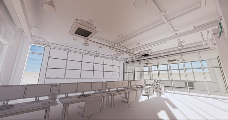 Conceptual visualization office workspace