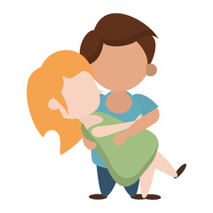 Kids in love cartoon Vector illustration