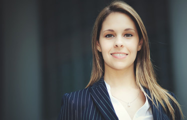 Smiling businesswoman outdoor