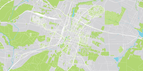 Urban vector city map of Kielce, Poland