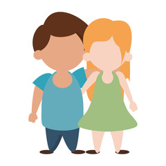 Kids in love cartoon Vector illustration