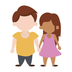 Kids in love cartoon Vector illustration