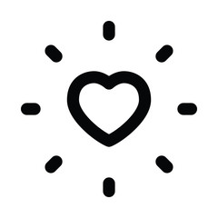 Heart with shine linear icon, love burst symbol, sunshine.