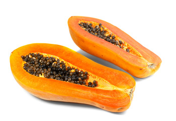 papaya slice isolated on white background
