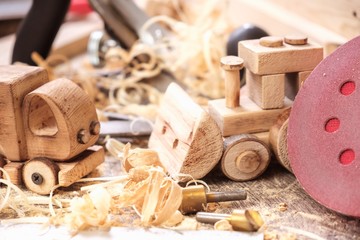 fathers day concept carpenter wood toy,  handle day.