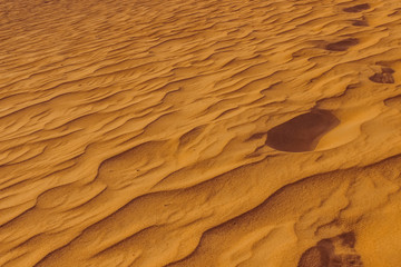 Sand dunes of the desert close up. Dubai 2019
