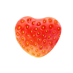 Strawberry in form heart on white background. Vector