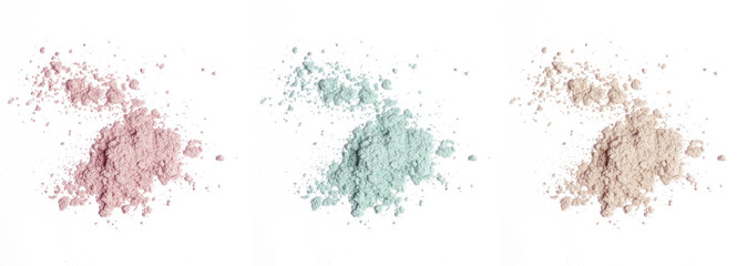 Various cosmetic powder isolated on white background - obrazy, fototapety, plakaty