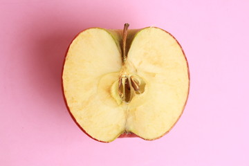 red apple cut in half