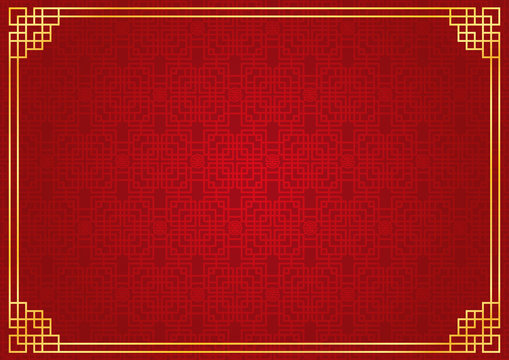 Chinese New Year Background, Abstract Oriental Wallpaper, Red Window Inspiration, Vector Illustration 