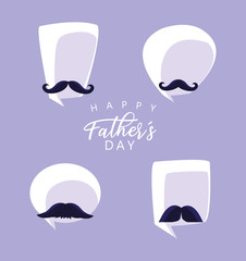 happy father day card with moustaches and speech bubbles
