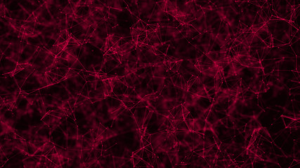 Digital plexus of many glowing lines and dots. Abstract futuristic background. 3D rendering