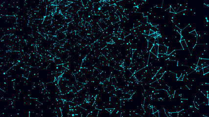 Fototapeta premium Digital plexus of many glowing lines and dots. Abstract futuristic background. 3D rendering