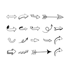 Arrow doodles set. Hand drawn sketch arrows vector collection.