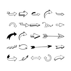 Arrow doodles set. Hand drawn sketch arrows vector collection.
