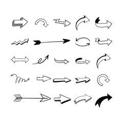 Arrow doodles set. Hand drawn sketch arrows vector collection.