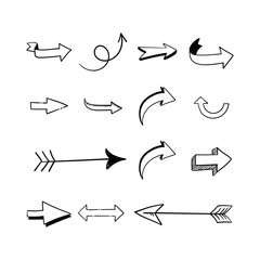 Arrow doodles set. Hand drawn sketch arrows vector collection.