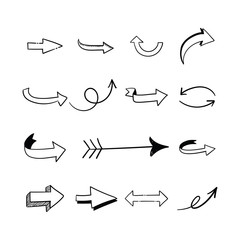 Arrow doodles set. Hand drawn sketch arrows vector collection.