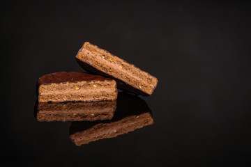 chocolate cookies (sweet dessert). food background. top