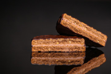 chocolate cookies (sweet dessert). food background. top