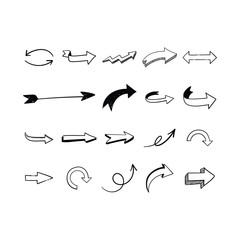 Arrow doodles set. Hand drawn sketch arrows vector collection.