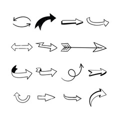 Arrow doodles set. Hand drawn sketch arrows vector collection.