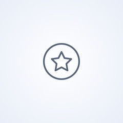 Star in circle, vector best gray line icon