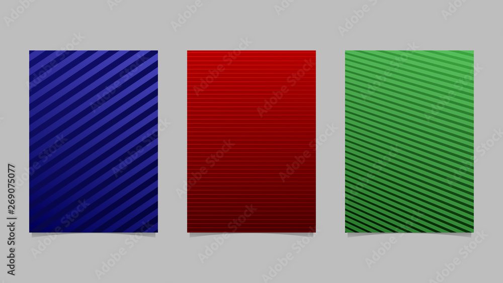 Poster gradient stripe pattern page template design set - vector brochure background graphics from stripes