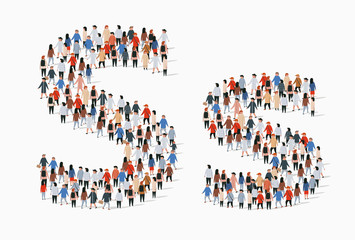 Large group of people in letter S form