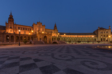 Fototapeta na wymiar Night view of the Plaza de Espana in Seville, Andalusia in Spain