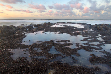 Sunset on a beach in Blankenberge, Belgium