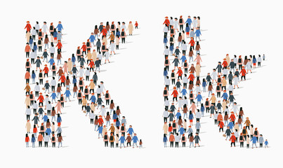 Large group of people in letter K form