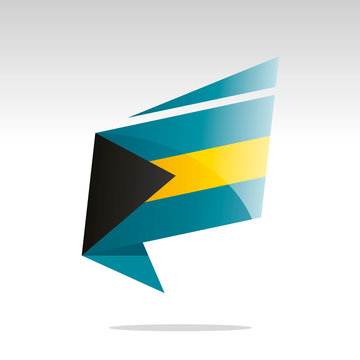 New abstract Bahamas flag origami logo icon button label vector